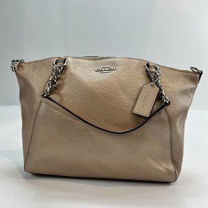 Coach Metallic Leather Small Kelsey Chain Satchel Purse